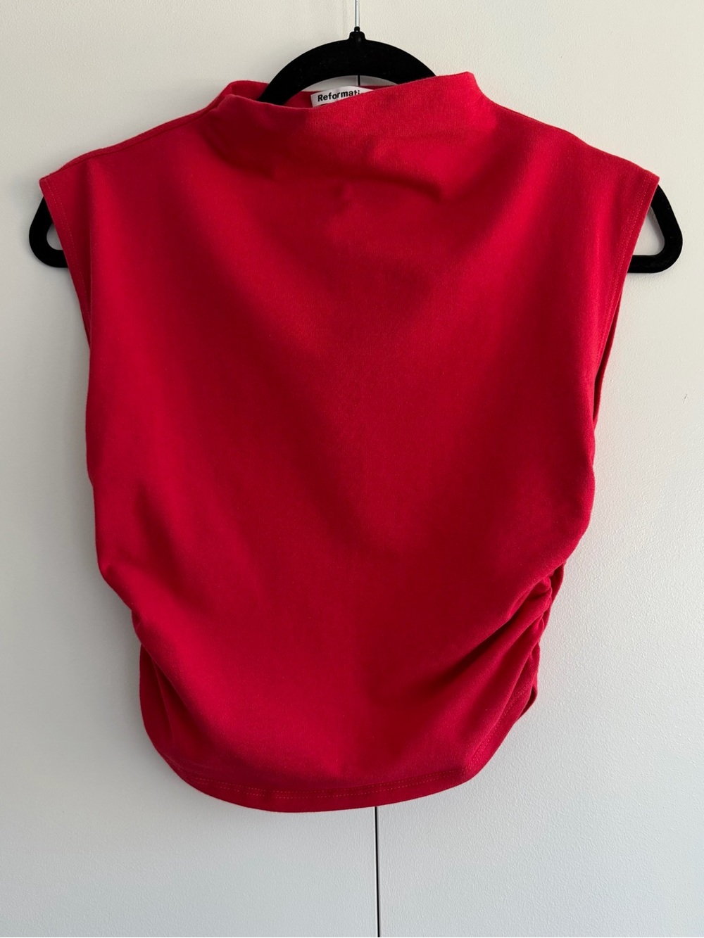 Reformation Lindy Knit Ruched Crop Top in Lipstick Red - Size Small - Picture 6 of 16